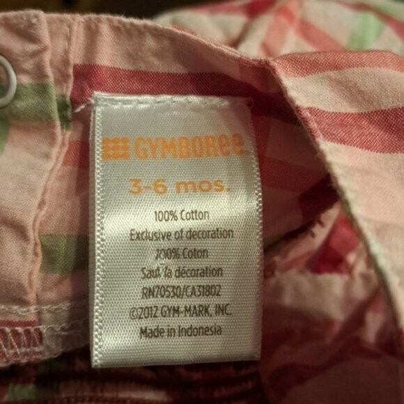 Gymboree girls 3-6 months plaid cap sleeve shirt with strawberry on a bow VGUC - Picture 3 of 8